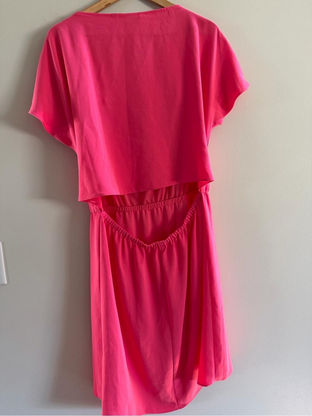NWT Trina Turk Hot Pink High-Low Casual Dress large retail $248 - Picture 2 of 6